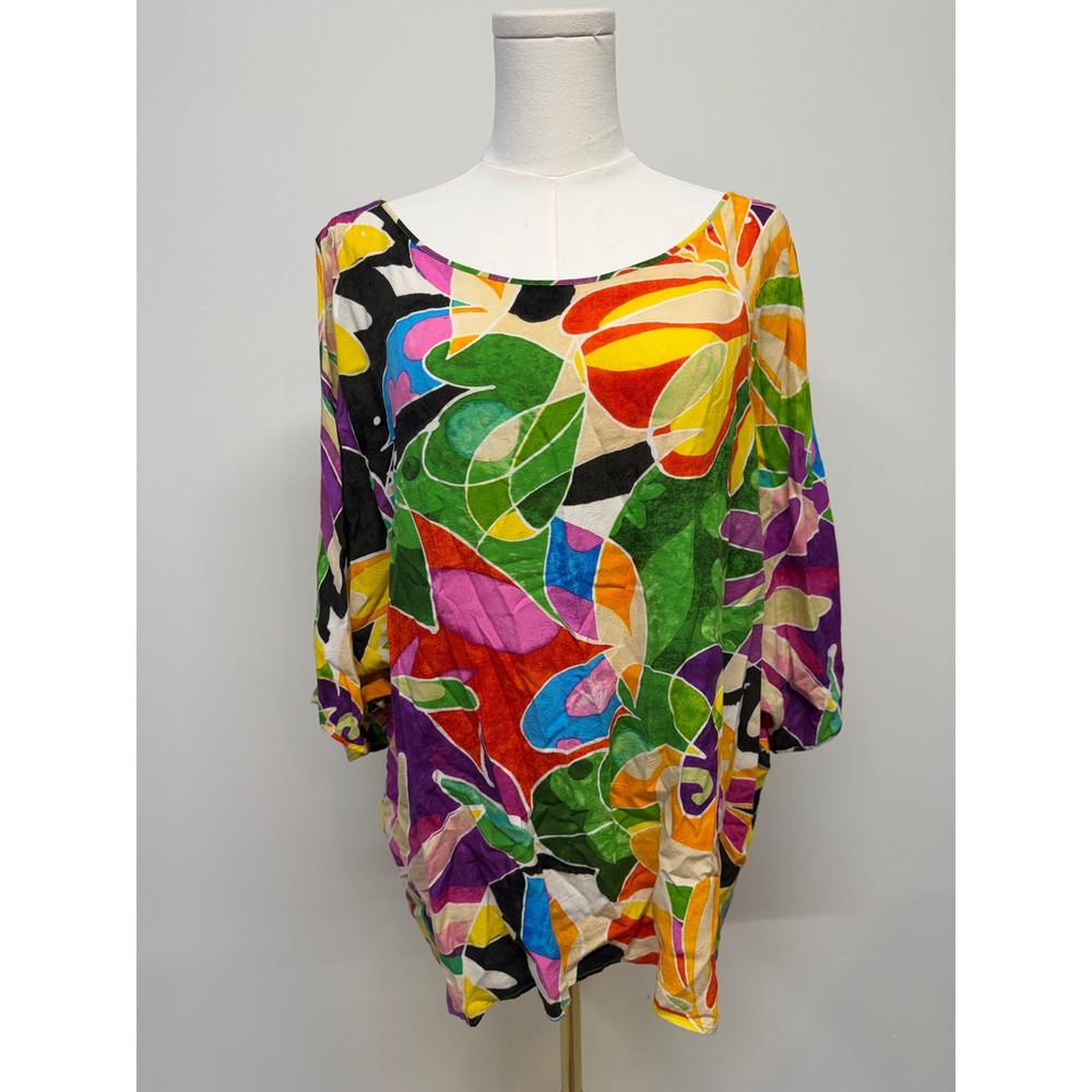 Jams World Shiraz Cold Shoulder Peek A Boo Tunic Blouse Multicolor XL